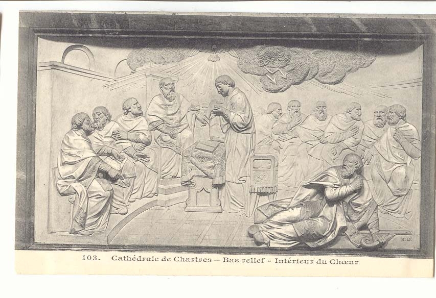 Chartres CPA La cathedrale Bas relief Interieur du choeur