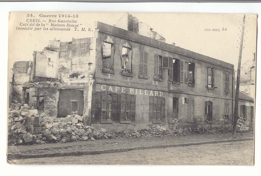 Creil CPA Rue Gambetta Cafe dit la Maison belge invendie par les allemands (billad