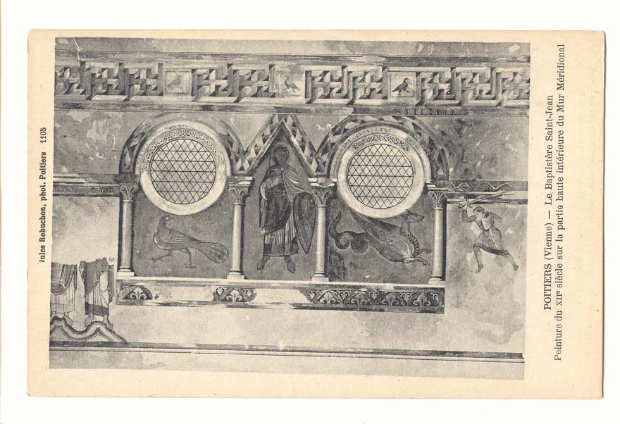 Poitiers CPA Le Baptistere Saitn Jean Peinture du 12eme sur la partie haute interieure du mur meridional