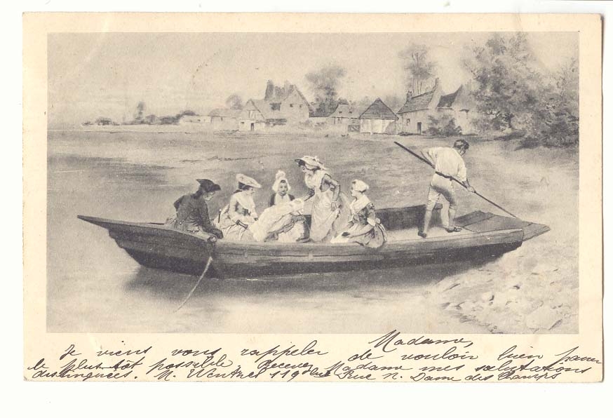 CPA Peinture Barque Fantaisie