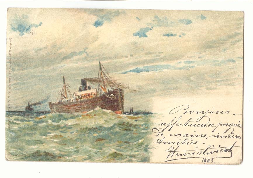 CPA Peinture Bateau a vapeur