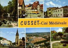 CPA Cusset Allier Cite Medievale Les gorges du Sichon Vieilles maisons La prison devenue musee Place
