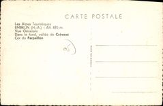 CPA Les Alpes Touristiques Embrun H A vue generale dans le fond vallee de Crevoux col du Parpaillon