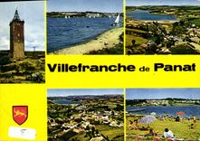 CPA Villefranche de Panat Aveyron La Tour de Peyrebrune Le Lac Le Barrage Vue generale La Plage 