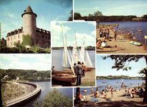 CPA Lac de Pareloup Aveyron Hostellerie du Levezou Chateau du XV La plage Le Barrage 