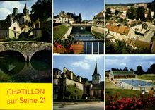 CPSM CHATILLON-sur-SEINE piscine église vue générale