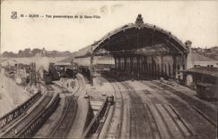 CPA DIJON vue panoramique de la Gare locomotive à vapeur train