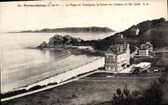 CPA PERROS-GUIRREC plage de Trestrignel château Tomé