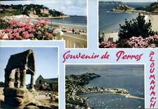 CPSM PERROS-GUIRREC plage de Trestraou oratoire de Saint-Guirec