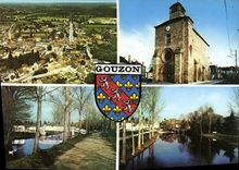 CPSM GOUZON vue générale église pont