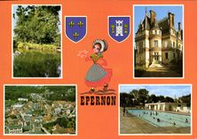 CPSM Epernon château des tourelles piscine