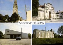 CPSM Begadan Le monument aux morts l'Eglise