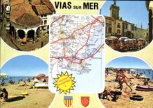CPSM VIAS sur MER Vue Generale Avec La Halle
