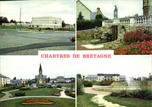 CPSM Chartres De Bretagne Monument Aux Morts L'Eglise La Mairie Collège