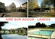 CPSM Aire Sur Adour Le Centre Ville Les Arenes