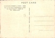 CPSM Champagne Pommery Greno Reims établissements avenue Georges V Paris