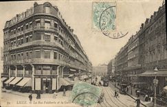 CPA Lille La Rue Faidherbe Et la Gare