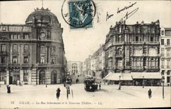 CPA Lille La Rue Inkermann Et Le Nouveau théâtre