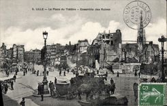 CPA Lille La Place Du Theatre Ensemble Des Ruines
