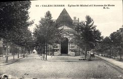 CPA Valenciennes Eglise St Michel Et I'Avenue De Mons