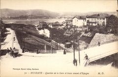 CPA HENDAYE Quartier De La Gare Et Train Venant D'Espagne