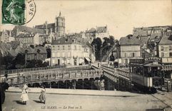 CPA Le Mans Le Pont En X tramway