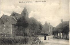 CPA Ligneres La Carelle L'Eglise Et I'Ecole