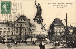 CPA Paris Place De La Republique Statue