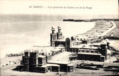 CPA Dieppe Vue Generale Du Casino Et De La Plage