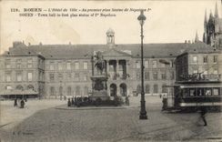 CPA Rouen L'Hotel De Ville Statue Napoléon 1er