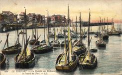 CPA Le Treport La Flottille Des Pêcheurs Et l'entree Du Port