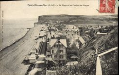 CPA Pourville Sur Mer La Plage Et Les Falaises De Dieppe