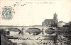 CPA Mantes La Cathedrale Vue Prise De I'Ile Aux Dames