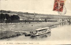 CPA Le Pecq Le Depart Du Bateau Touriste