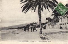 CPA Cannes Plage Et Promenade Du Midi