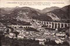 CPA L'Escarene Vue Generale Et Viaduc Ligne Nice Coni