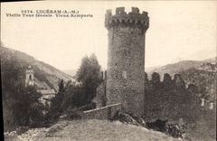 CPA Luceram Vieille Tour Feodale Vieux Remparts
