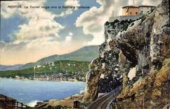 CPA Menton Le Tunnel Rouge Vers La Frontiere Italienne