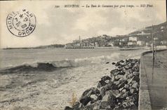 CPA Menton La Baie De Garavan Par Gros Temps