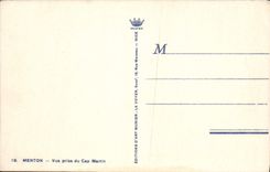 CPA Menton Vue Prise Du Cap Martin