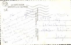 CPA Menton Vu Du Cap Martin