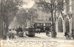 CPA Nice Avenue De La Gare Eglise Notre Dame