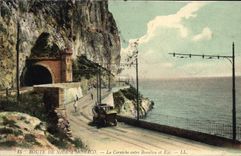 CPA route de NICE à MONACO corniche entre Beaulieu et EZE