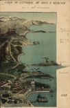CPA carte du littoral de Nice à Menton vu à vol d'oiseau