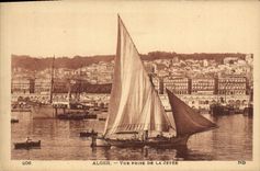 CPA ALGER vue prise de la jetée voilier