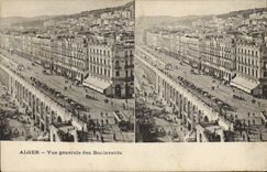 CPA ALGER vue générale des boulevards stéréoscopie