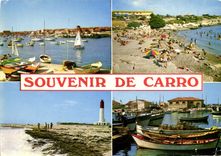 CPSM Souvenir De Carro Le Port Petite Plage phare halle aux poissons