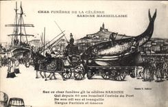 CPA Sardine Marseillaise Char Funebre De La Celebre sardine