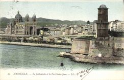 CPA Marseille La Cathedrale Et Le Fort Saint Jean