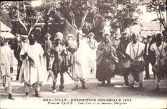 CPA Marseille Exposition Coloniale 1922 Et Ses Danseurs Sénégalais palais de l'AOF tam-tam